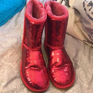 Red UGG sparkle boots